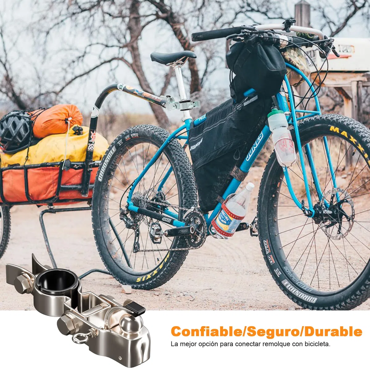 Enganche de Remolque para Bicicleta, Acoplamiento de Remolque de Carga, Enganche de Remolque de Bicicleta de Acero galvanizado Compatible con Todas Las tijas de sillín de Bicicleta estándar