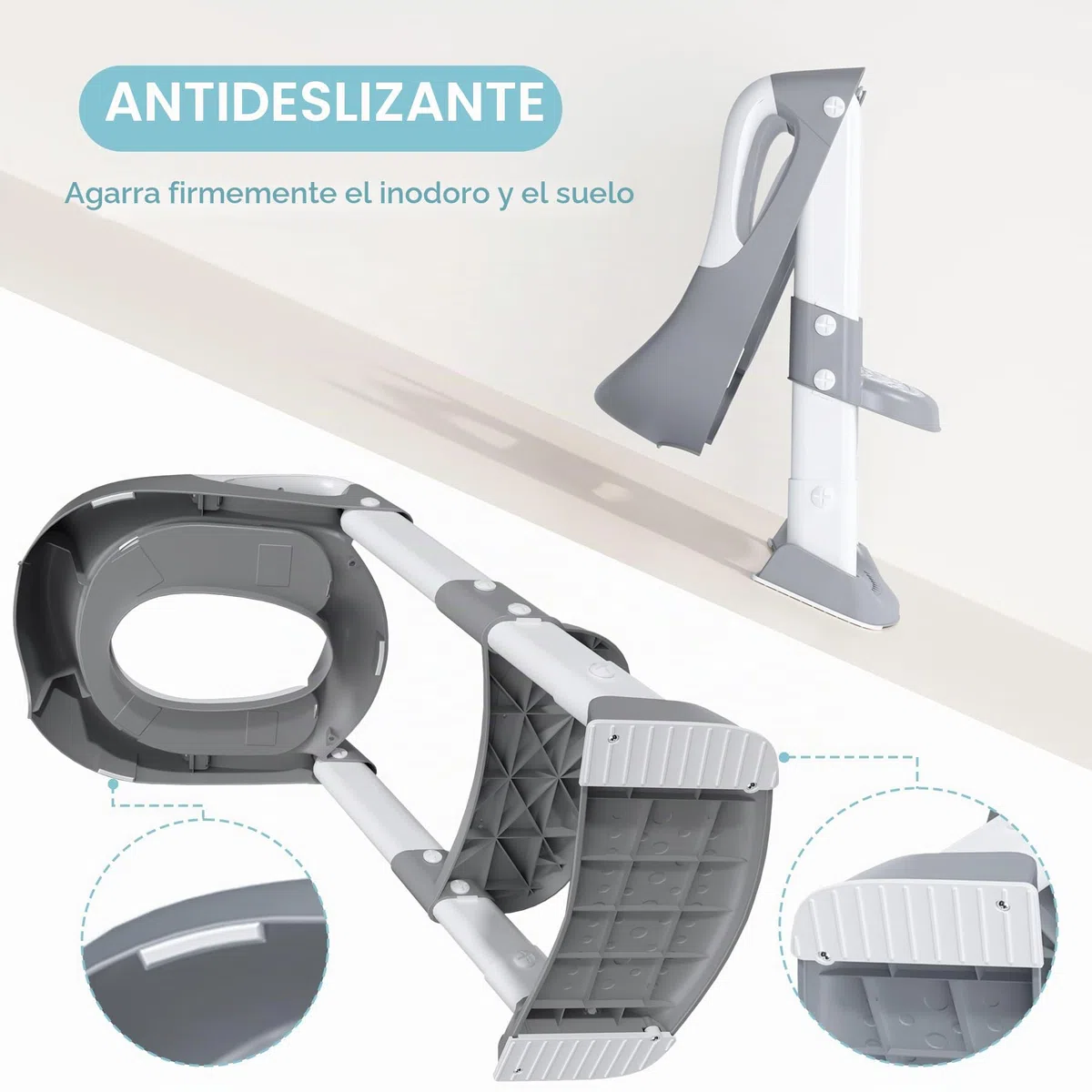 COOSEYA Adaptador Wc Niños, Infantil Asiento Inodoro, Reductor Wc Niños Plegable Antideslizante Cojín Suave A Prueba de Salpicaduras (Gris)