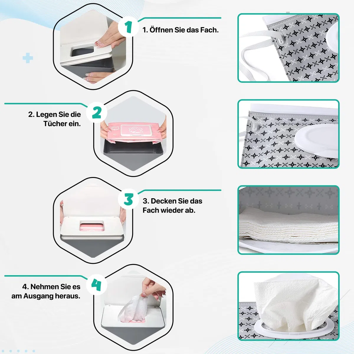 2 piezas caja para toallitas humedas y 4 piezas bolsa para toallitas húmedas, mantiene las toallitas húmedas, antideslizante, fácil de abrir y cerrar para el baño, habitación del bebé