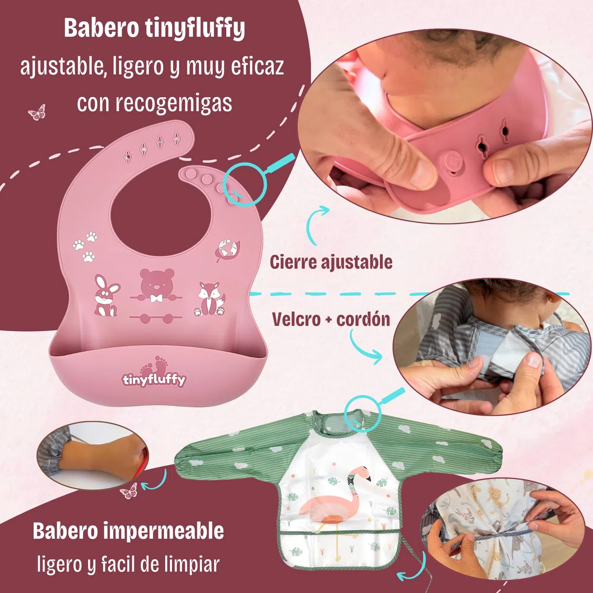 Vajilla Bebe Silicona - Cubiertos Bebe 6 Meses - Platos Bebe Ventosa - Blw Utensilios - Vajilla Infantil - Alimentacion Complementaria Bebe - Cubiertos Infantiles - Babero Silicona Rosa