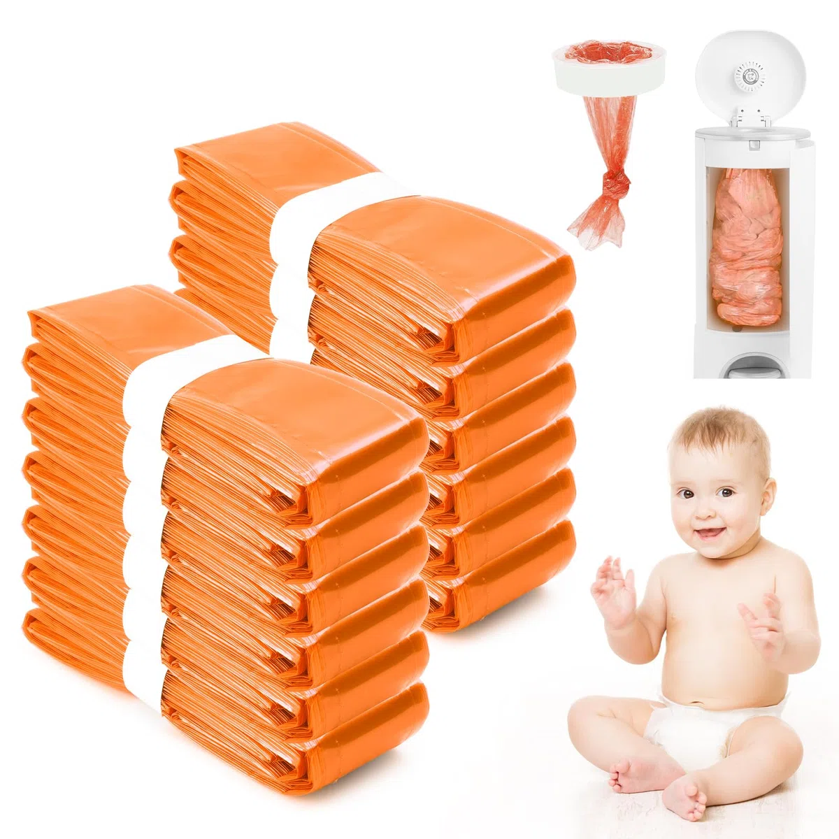 papelera pañales bebe, 12 Piezas Recambios Contenedor de Pañales, compatible con el contenedor de pañales Tommee Tippee Sangenic Tec Simplee Sangenic Twist & Click（compatible con todos）