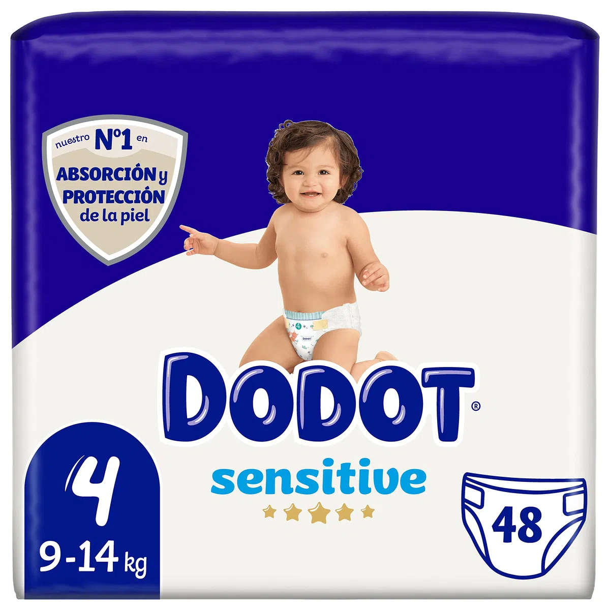 DODOT Sensitive - Pañales, 9 A 14 Kg, Blanco, Talla 4, Vanilla, 48 Unidad