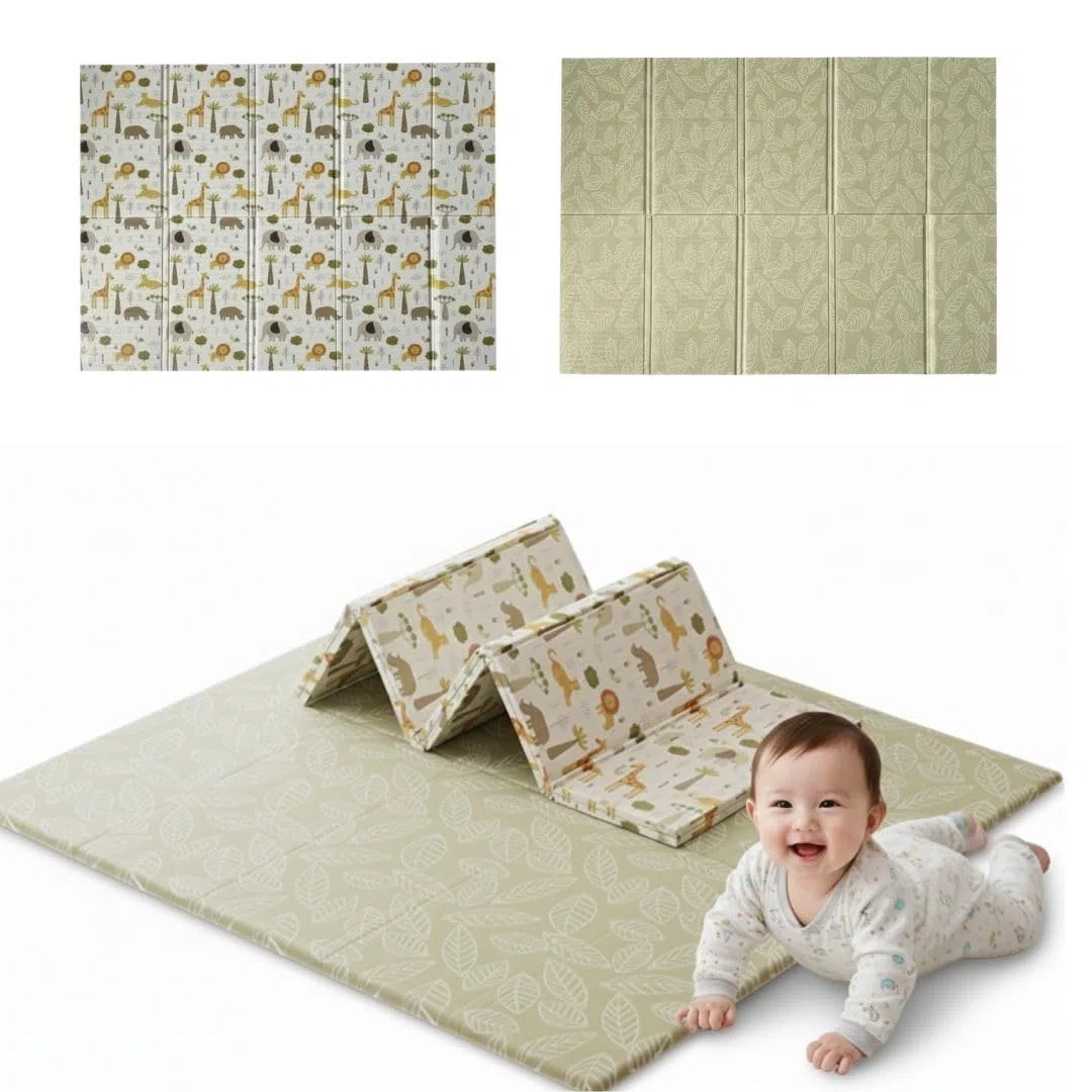 Alfombra de Bebé, Plegable, Extra Grande 200 x 150 cm, Impermeable, Acolchada 1 cm, Reversible, Diseño Educativo con Números y Abecedario, para Gatear y Jugar (Marrón/Animales)