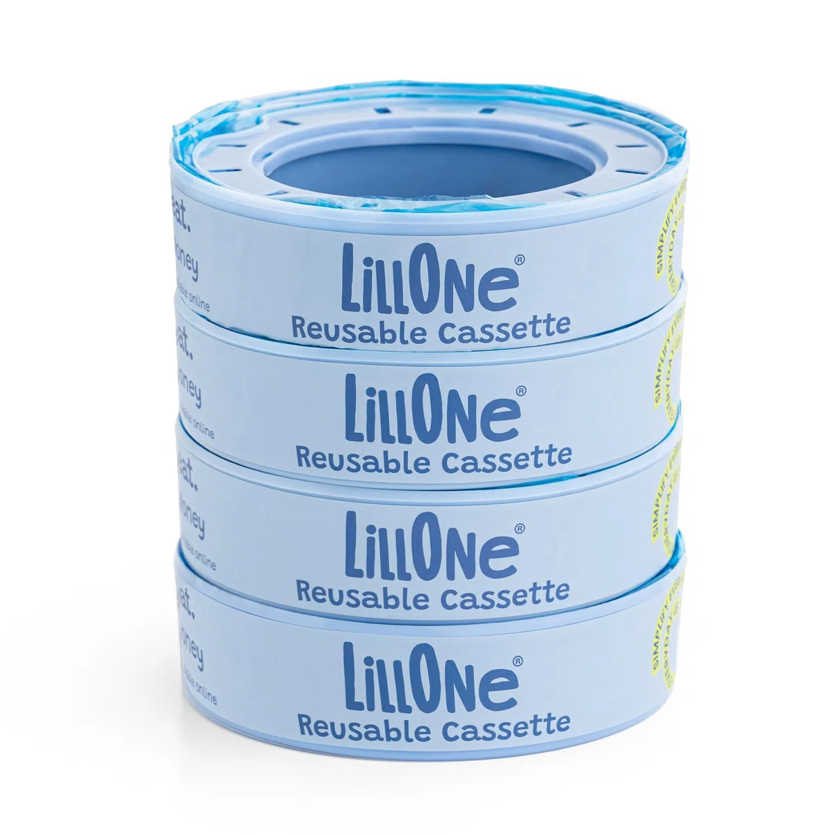 LillOne 4 Recambios con Casetes Reutilizables para Papelera de Pañales compatible con Angelcare Foppapedretti - Kit de Bolsas para la contenedor de Pañales