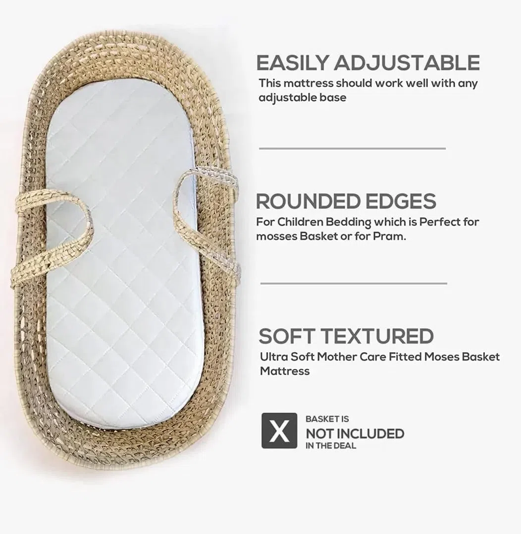 Crescent Textile Moisés - Colchón para cochecito de bebé, extra grueso, súper suave y nutritivo, colchón de espuma clásico, fácil de instalar para cochecito de bebé, cuna, moisés, forma ovalada (67 x