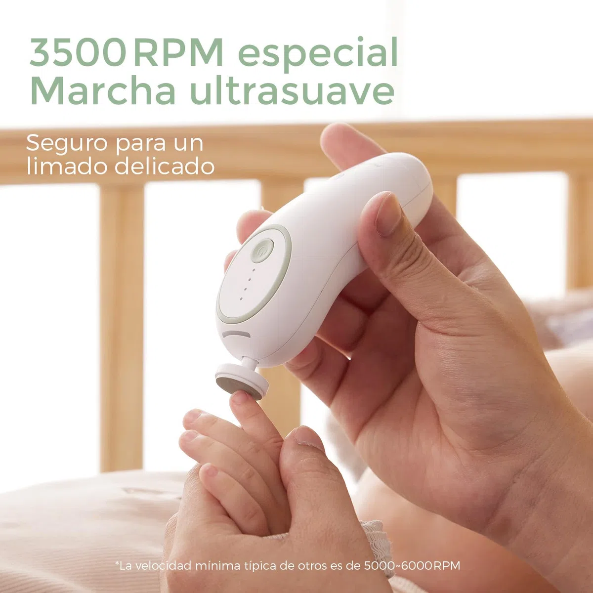 Momcozy Lima de Uñas Eléctrica para Bebés, Cortauñas Eléctrico Suave para Bebés Recargable, Cortauñas Eléctrico para Bebés, 7 Cabezales de Pulido de Repuesto