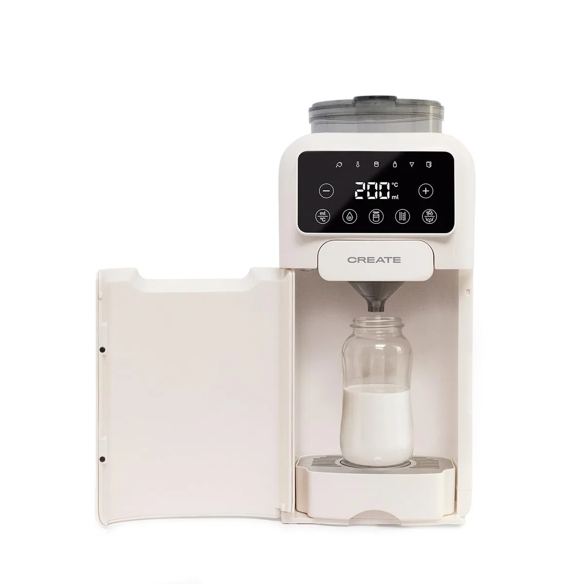 CREATE/BABY THERA MATIC/Preparador de biberones automático con dosificador de fórmula blanco roto/Temperatura y dosificación ajustables, diferentes alturas de biberón, autolimpieza, 1350W