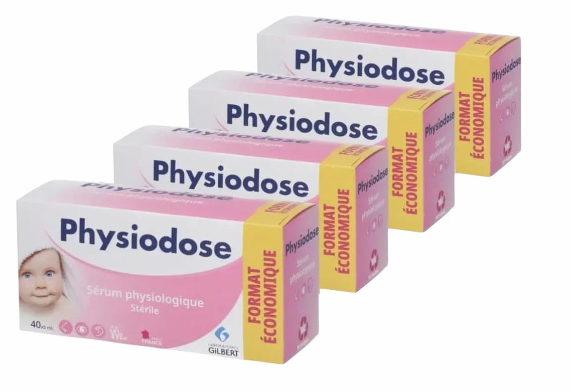 PHYSIODOSE Suero Fisiológico Monodosis Bebé – Pack de 4 Cajas con 40 Unidosis de 5 ml – Para Lavado Nasal, Ocular y Limpieza de Heridas, Estéril y Sin Conservantes