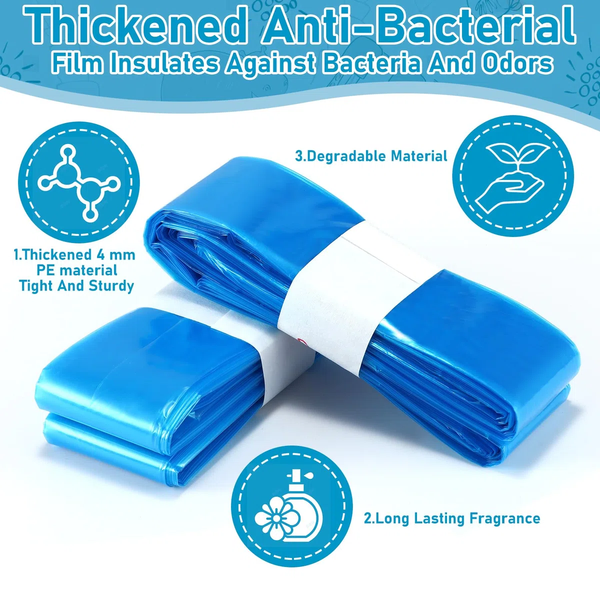 Bolsa Papelera Pañales Bebe, Bolsas De Repuesto Para Cubos De Pañales- Paquete De 4 Papelera Pañales Bebe Recambios Compatible Con El Contenedor De Pañales Tommee Tippee Angelcare, Azul
