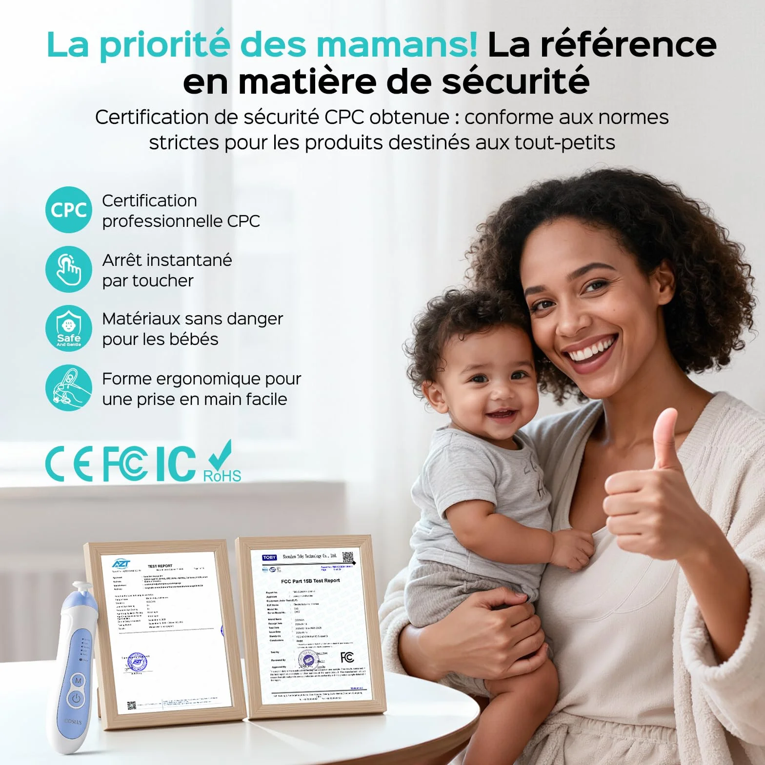 COSLUS Lima de uñas eléctrica recargable para bebé-B