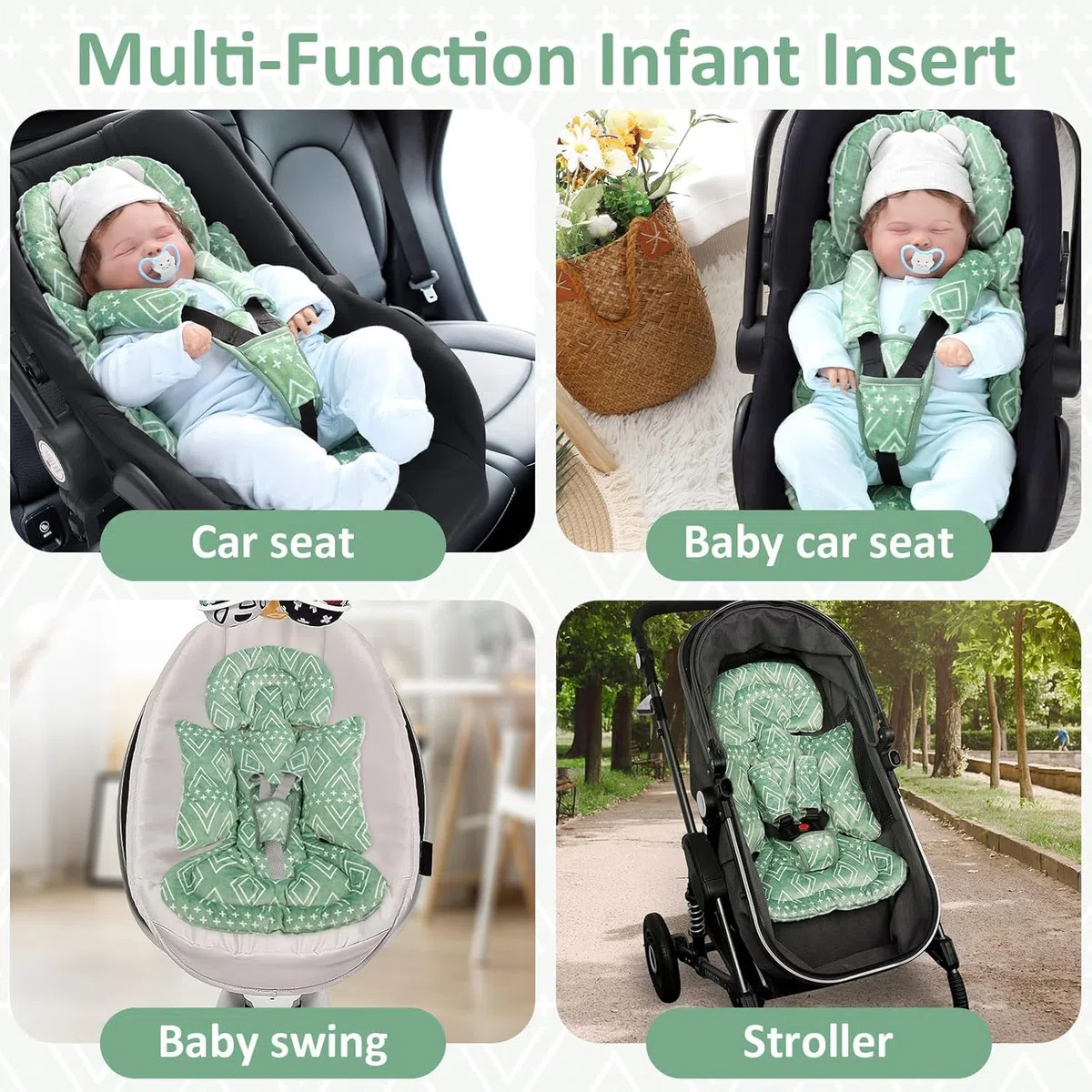 TANOFAR Soporte para la cabeza del asiento de coche para bebés – Inserto de asiento de coche para recién nacidos y niños – Soporte suave para la cabeza del asiento de coche para bebés – Inserto de