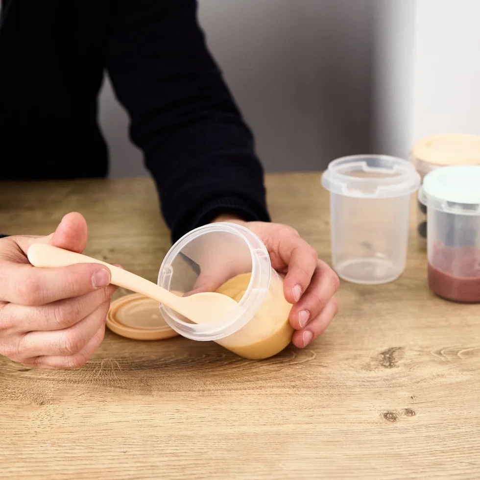 Miniland recipientes herméticos para alimentos bebé | Set 12 Hermisized | Tupper comida bebé, 12 unidades, 3 tamaños 200, 250 y 330 ml, aptos para congelar y calentar, sin BPA, con marcas de medida
