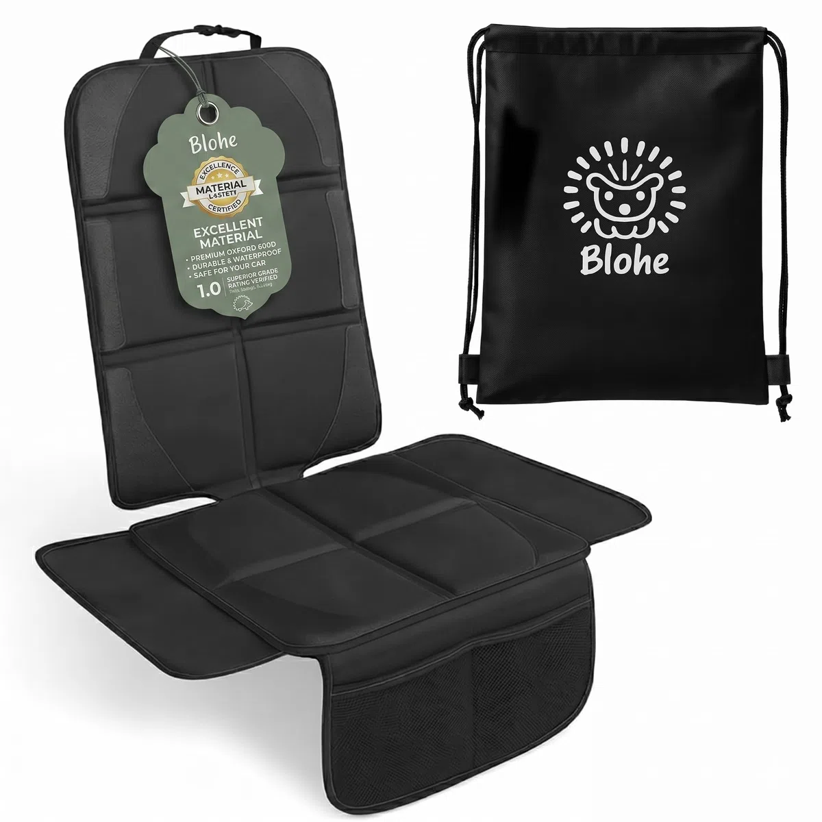 Protector Asiento Coche Silla Bebe Antideslizante y Estable – Oxford 600D Impermeable – Compatible ISOFIX – Protege Cuero y Tela – Incluye Bolsa de Almacenamiento