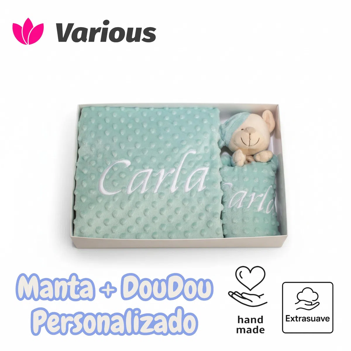 Manta Burbujas Personalizado para bebés, 0.80 x 1.10 m Set Regalo Manta DouDou para recién Nacidos Mantitas para Bebes Suave y Confortable Cálida niña y niño Mantas para Todas Las Estaciones