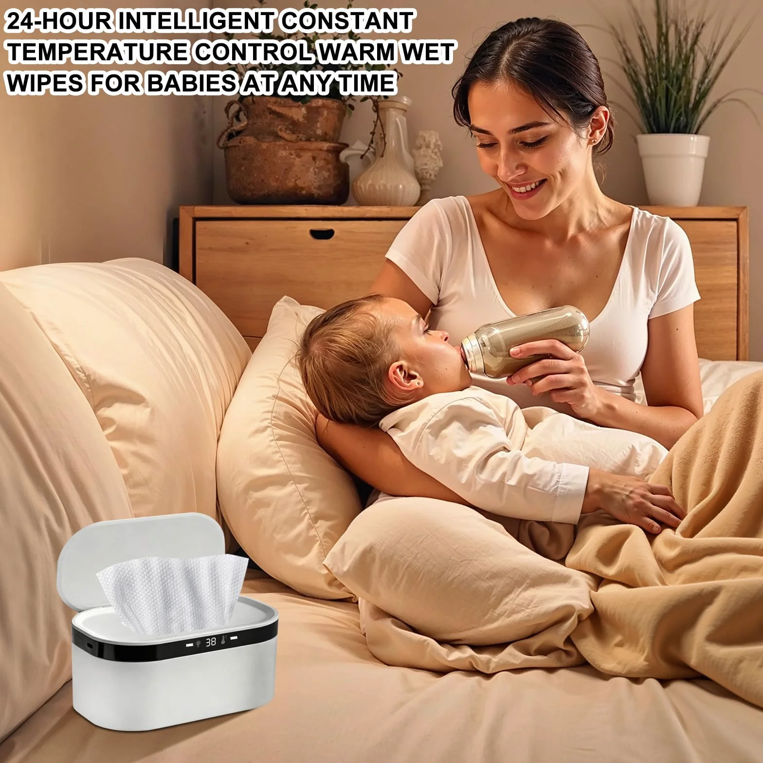 Calentador de Toallitas Húmedas, 3 Niveles de Calor, Alentamiento Rápido, USB, USB Calentador de Toallitas Humedas para Bebe, Viajes