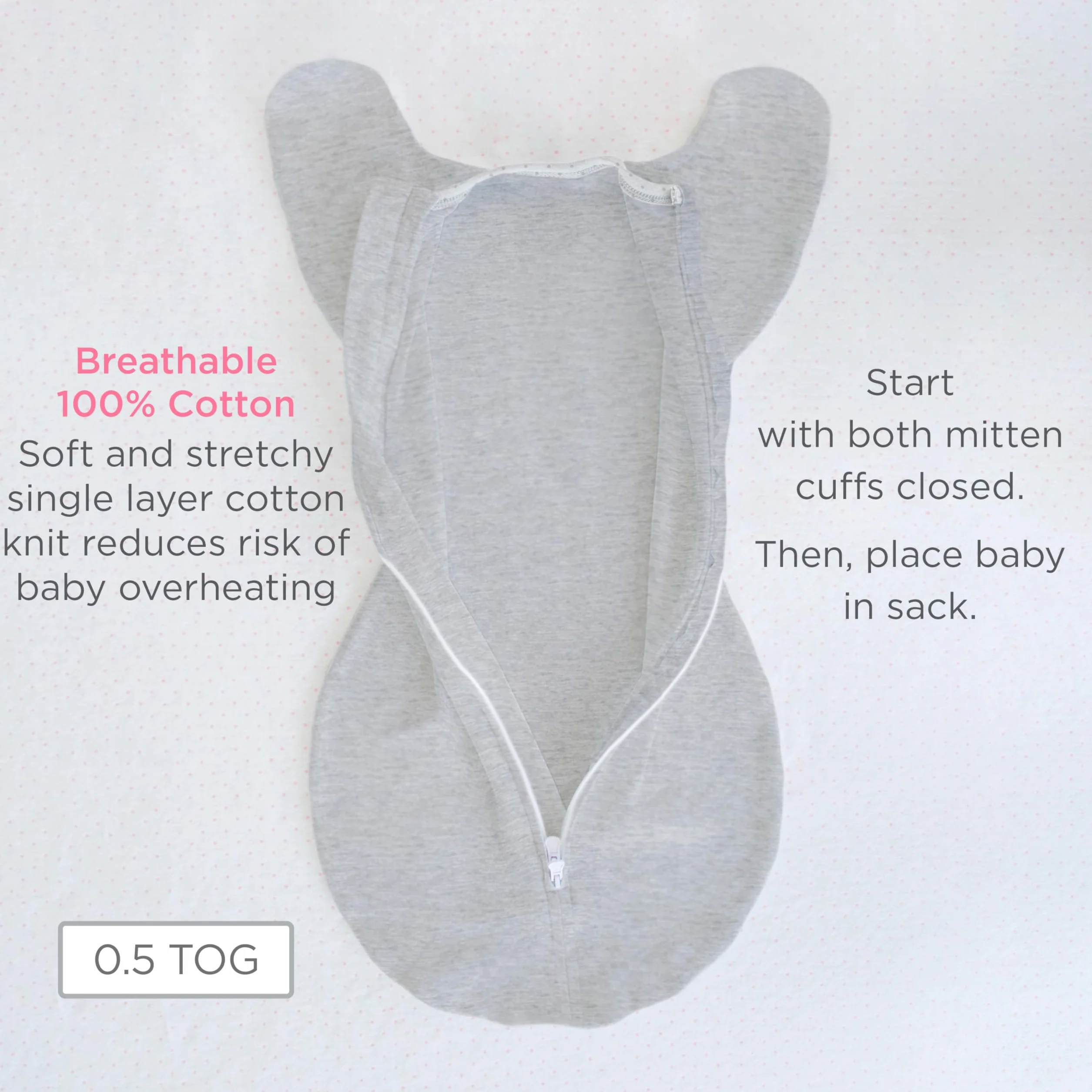 SwaddleDesigns Transitional Swaddle Sack, Arms Up Half-Length Sleeves & Mitten Cuffs, Swaddle for Newborn Transition to Baby Sleep Sack Wearable Blanket, Small, 0-3 Month, 6-14 lb, Heathered Denim