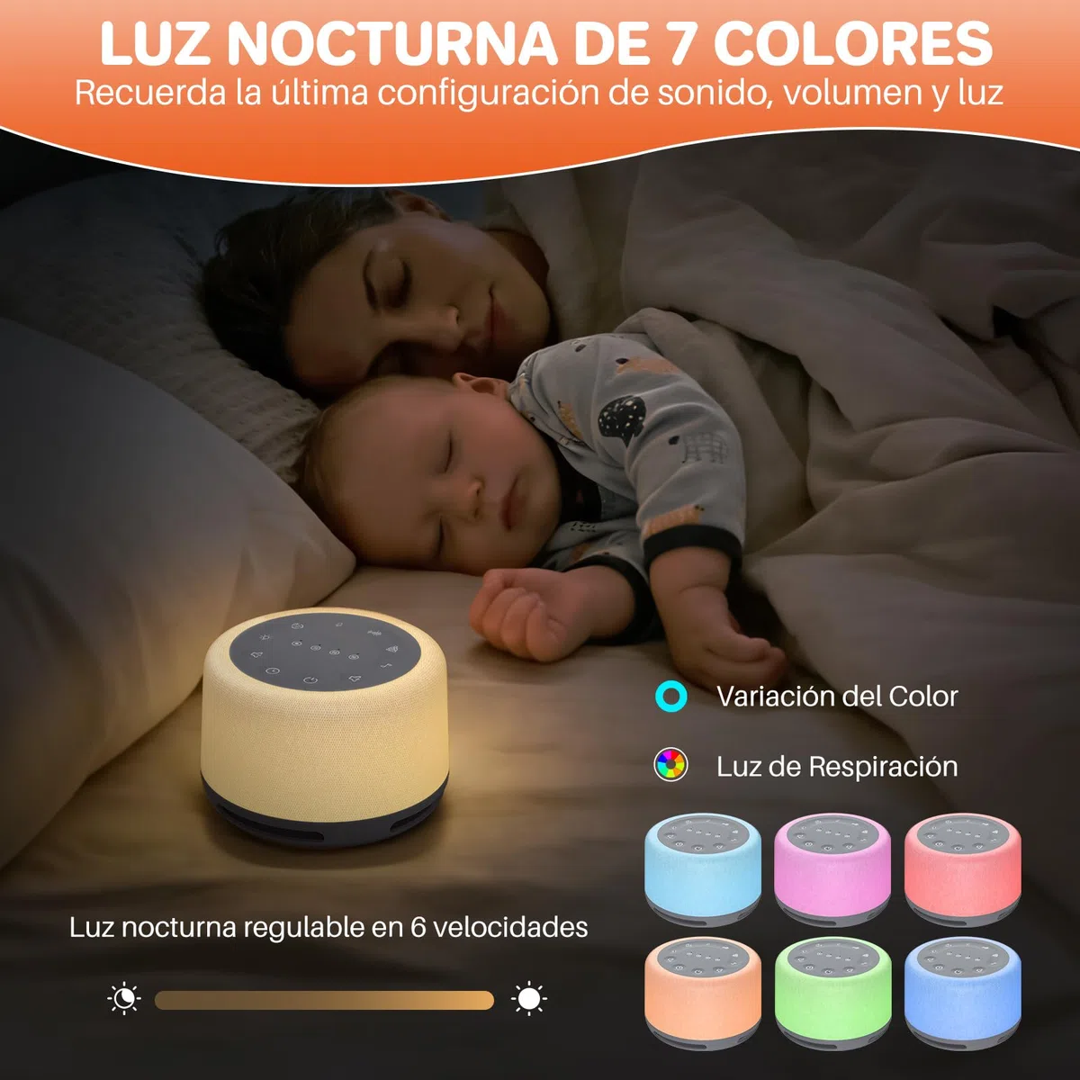 FUNYKICH Máquina Ruido Blanco Bebe Portátil con 30 Sonidos,Entrenamiento Respiratorio,3mins Grabación, Altavoz Inalámbrico, Recargable, Temporizador y Memoria, para Dormir,Relajación,Meditación y Yoga