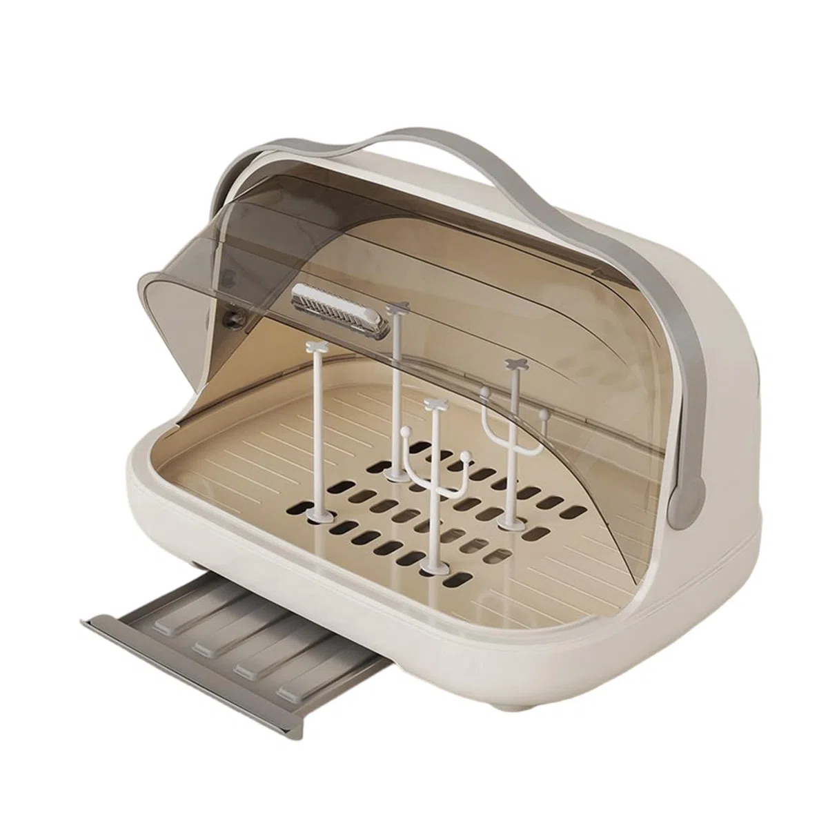 Genérico Secador De Biberones - Base Compacta Antideslizante | Organizador De Secado con Tapa Transparente | para Cocina Comedor Dormitorio y Viaje con Tetinas y Vasos