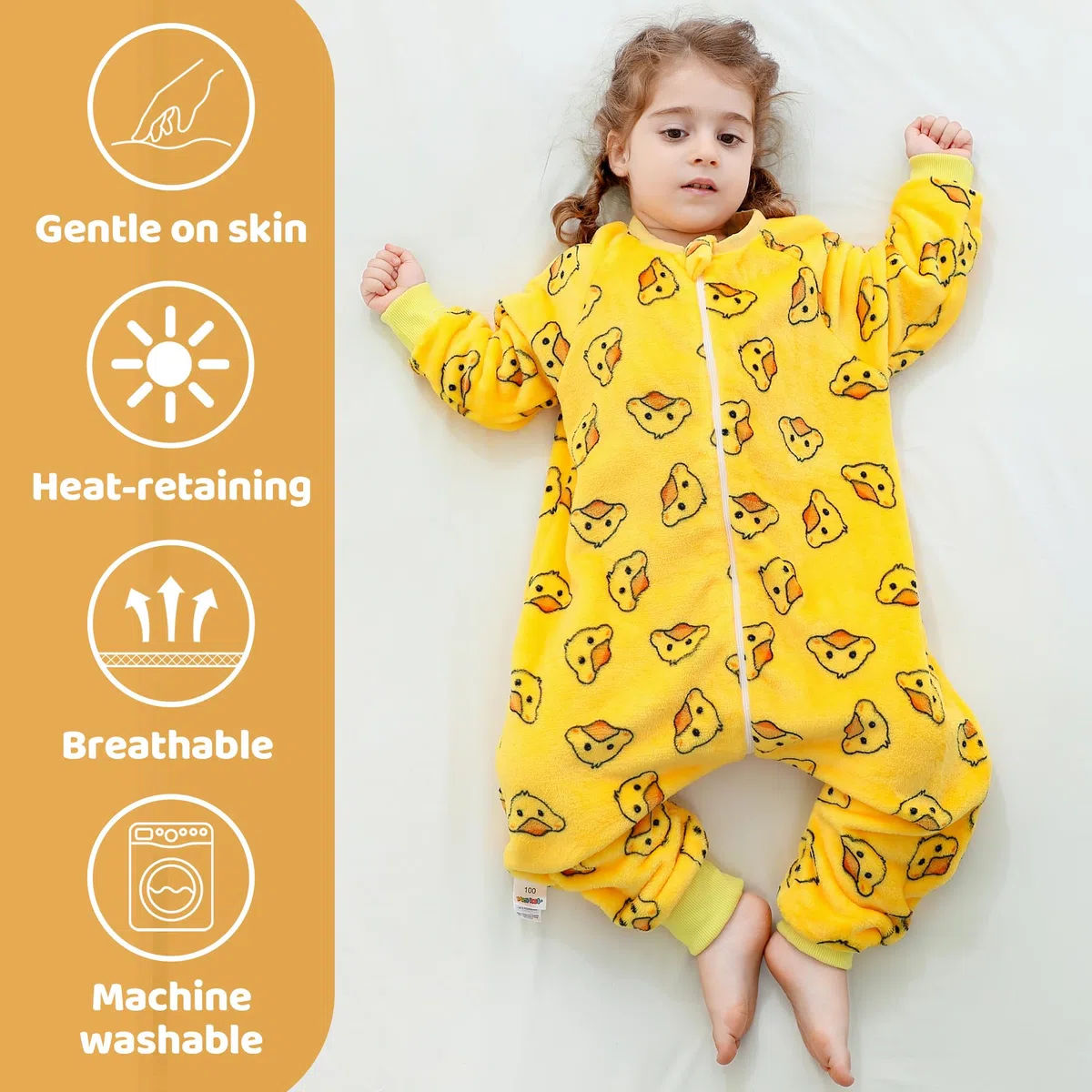 HAHASHOW Pijama Manta Niño Franela Saco De Dormir Con Pies Tog 2.5 Buzo Bebe Invierno Ropa Bebe Niña 3-4 Años, Patitos Dispersos