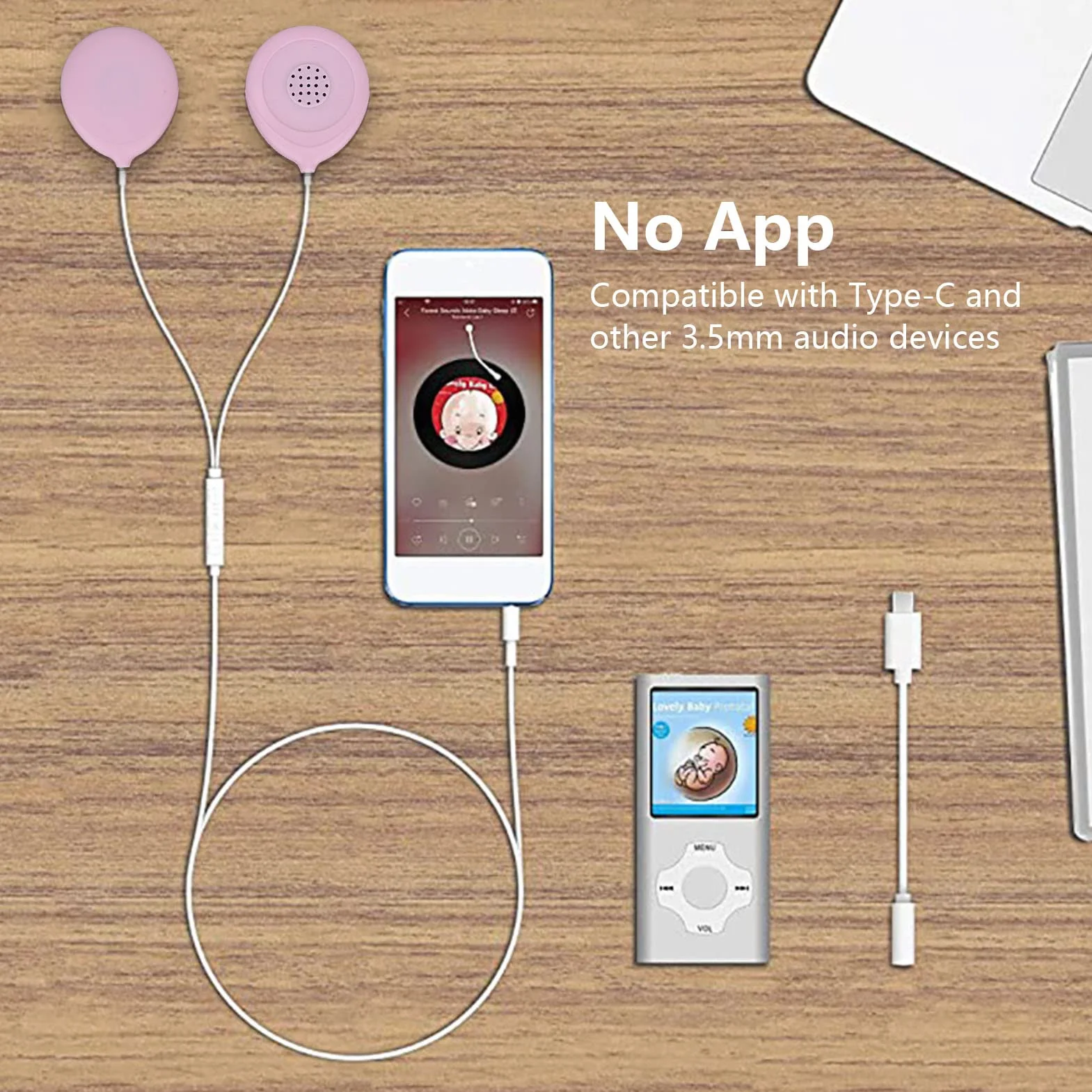 Auriculares Prenatales Baby Bump, Altavoz para Compartir Música para Mujeres Embarazadas Music Play Prenatal Belly Speaker Earphones Regalo De Audio Portátil para El Embarazo
