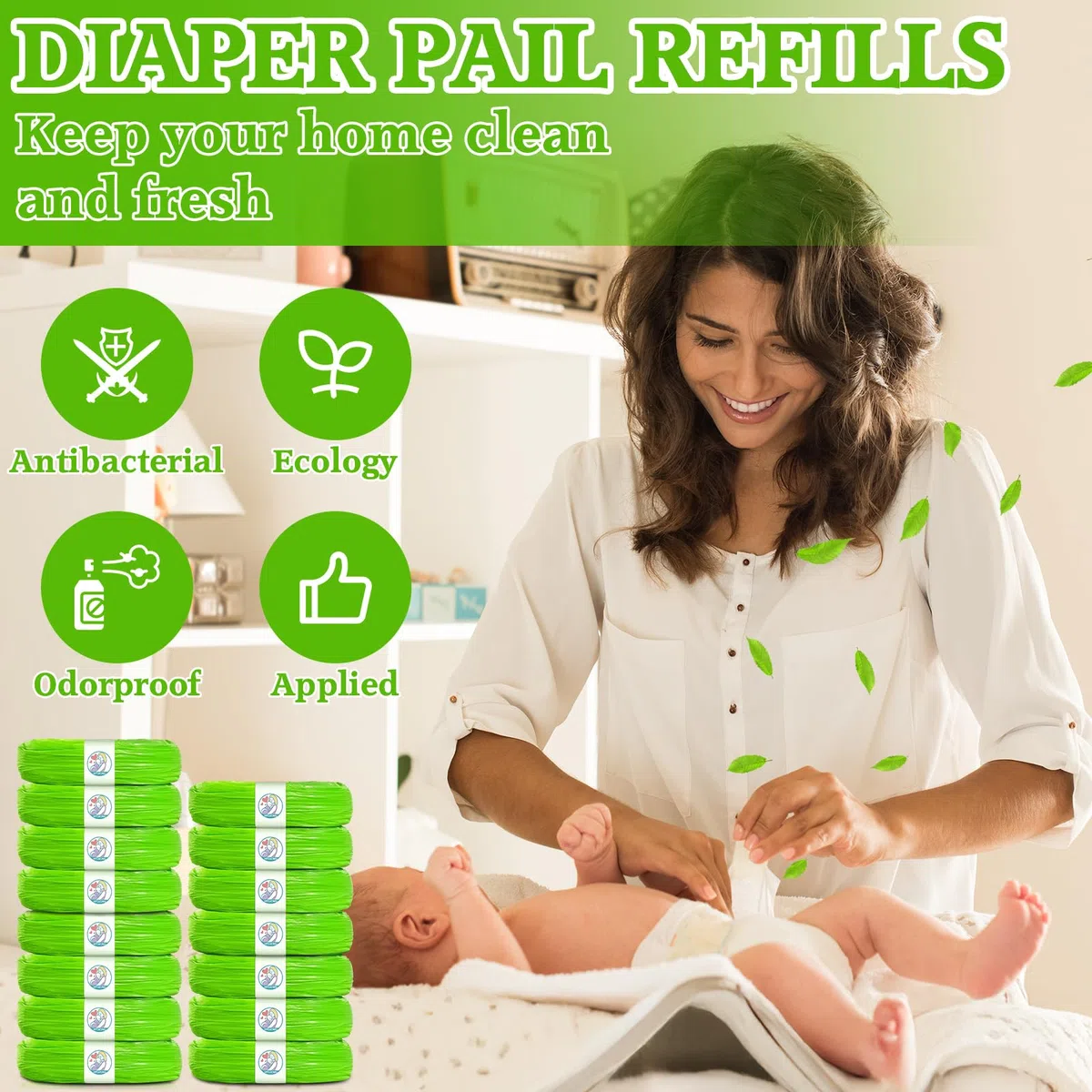 15 envases de recarga de pañales, antiolores, engrosados, compatibles con Tommee Tippee, Twist & Click, LitterLocker Foppapedretti Angelcare