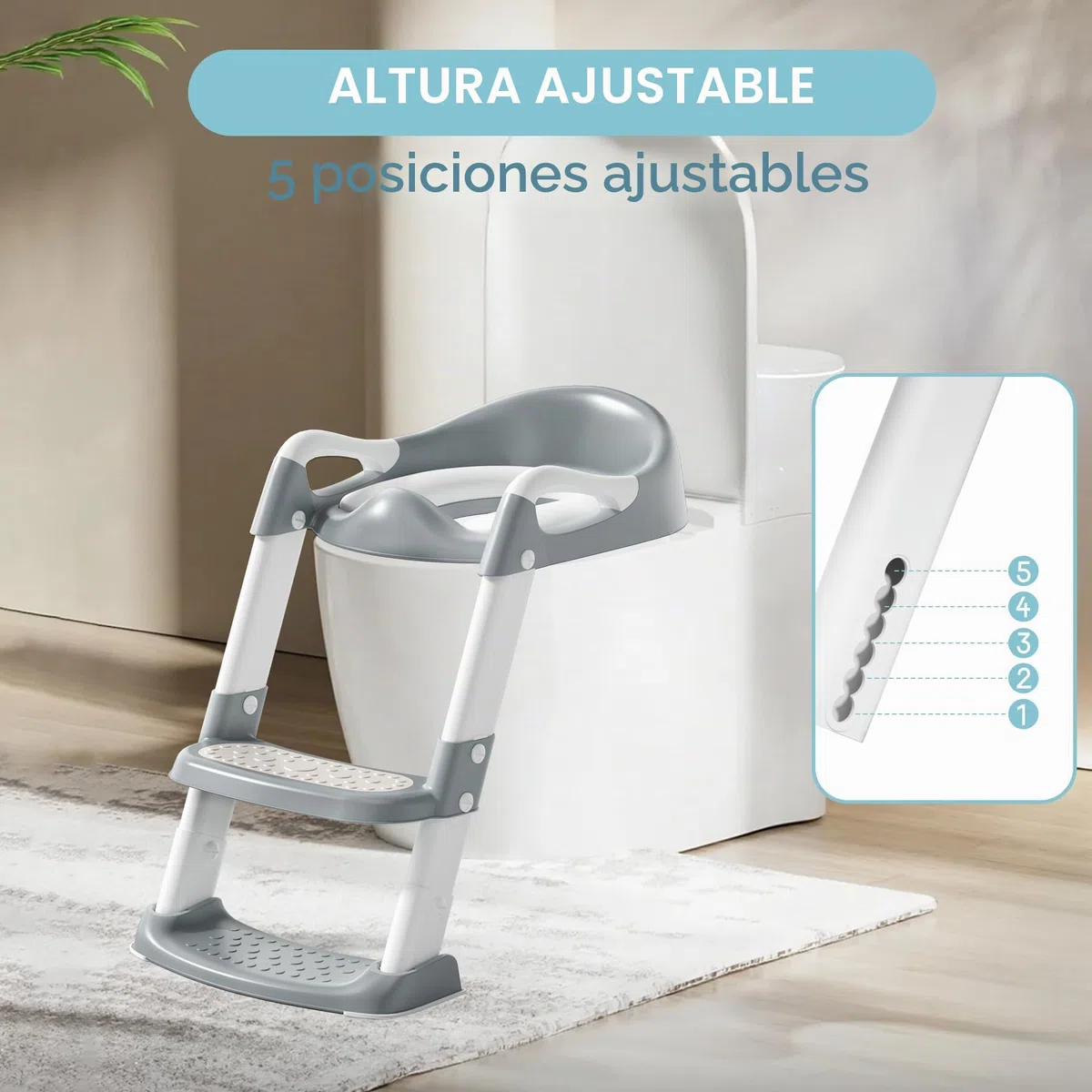 COOSEYA Adaptador Wc Niños, Infantil Asiento Inodoro, Reductor Wc Niños Plegable Antideslizante Cojín Suave A Prueba de Salpicaduras (Gris)
