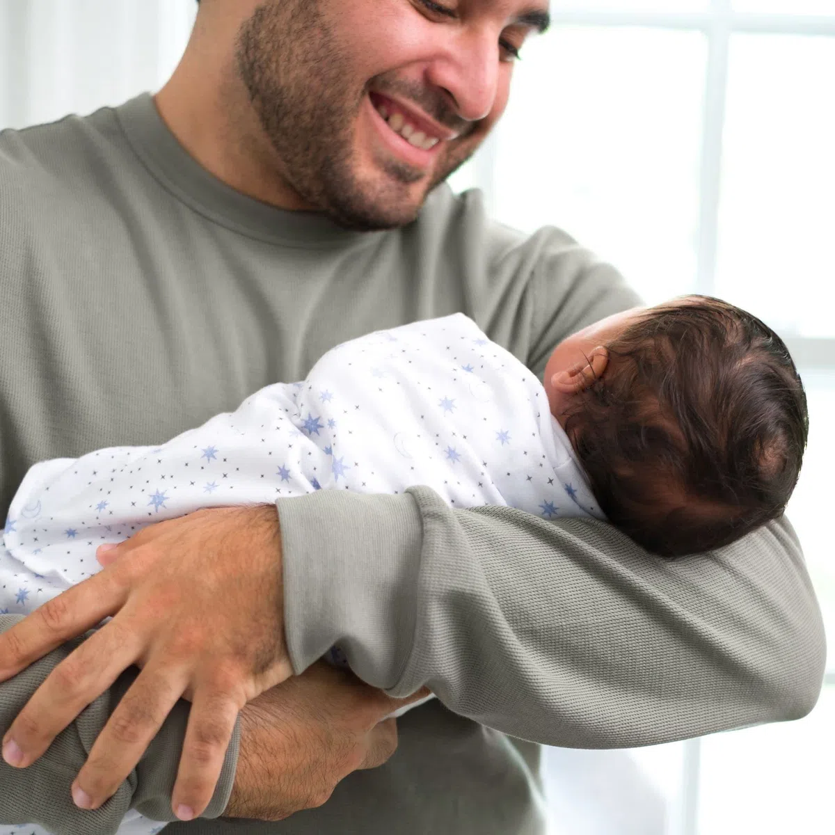 HALO Sleepsack - Arrullo para recién Nacido de 1,5 togs para Dormir, Manta para Envolver al bebé de 100% algodón, Unisex, Color Azul, de 3 a 6 Meses