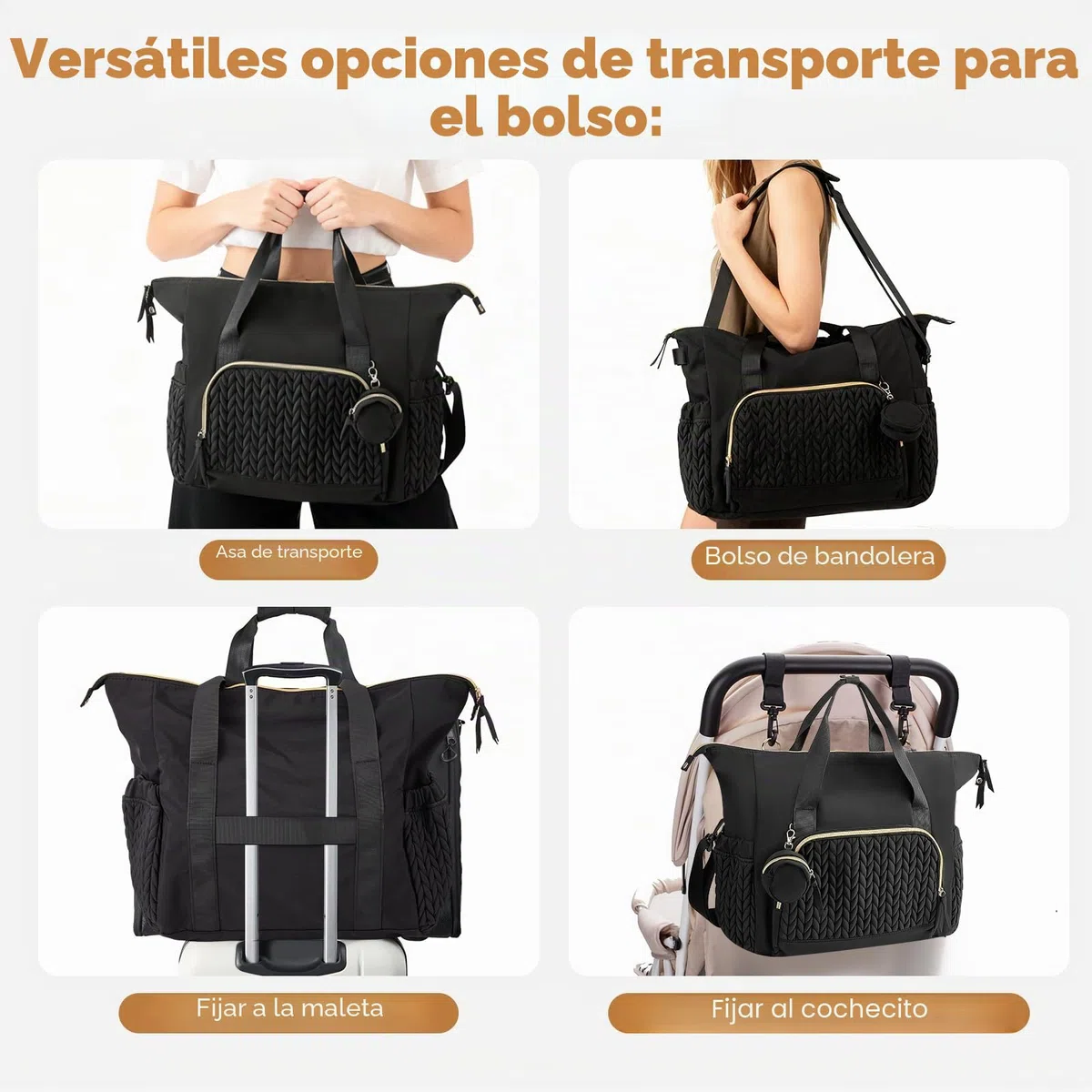 Bolso de envoltorio con bolsillo de biberon y envoltorio, mochila multifuncional para bebé, bolsa de pañales con bolsa aislante, bolsa de pañales multifunción para padres