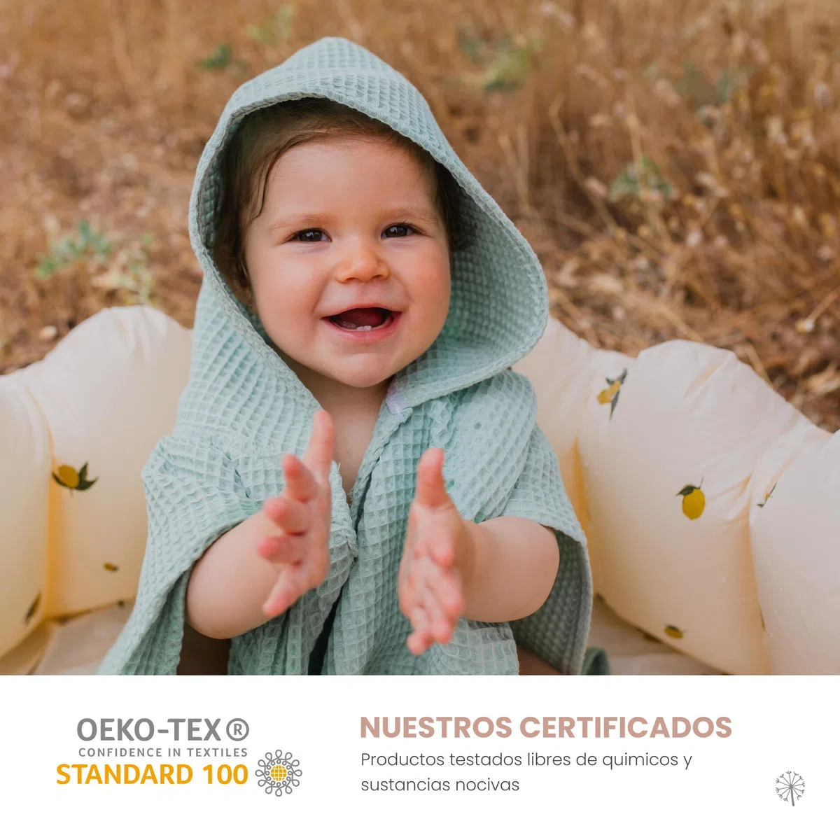 MIMUSELINA Poncho Toalla Bebe de Muselina 100% Algodón | Albornoz Niños Ligero y Absorbente | Toalla Playa Bebe Que Seca sin Frotar | Uso Diario, Baño, Playa y Piscina | Hecho en España | Waffle Mint