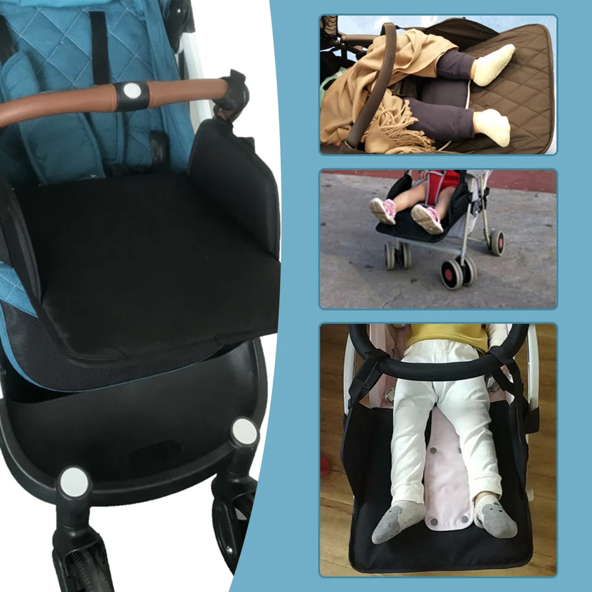 Adjunto del asiento del cochecito, extensión de reposo pie de avión para cochecito de 12x13.7 pulgadas, cabello de los cochecitos ajustables para cochecitos accesorios