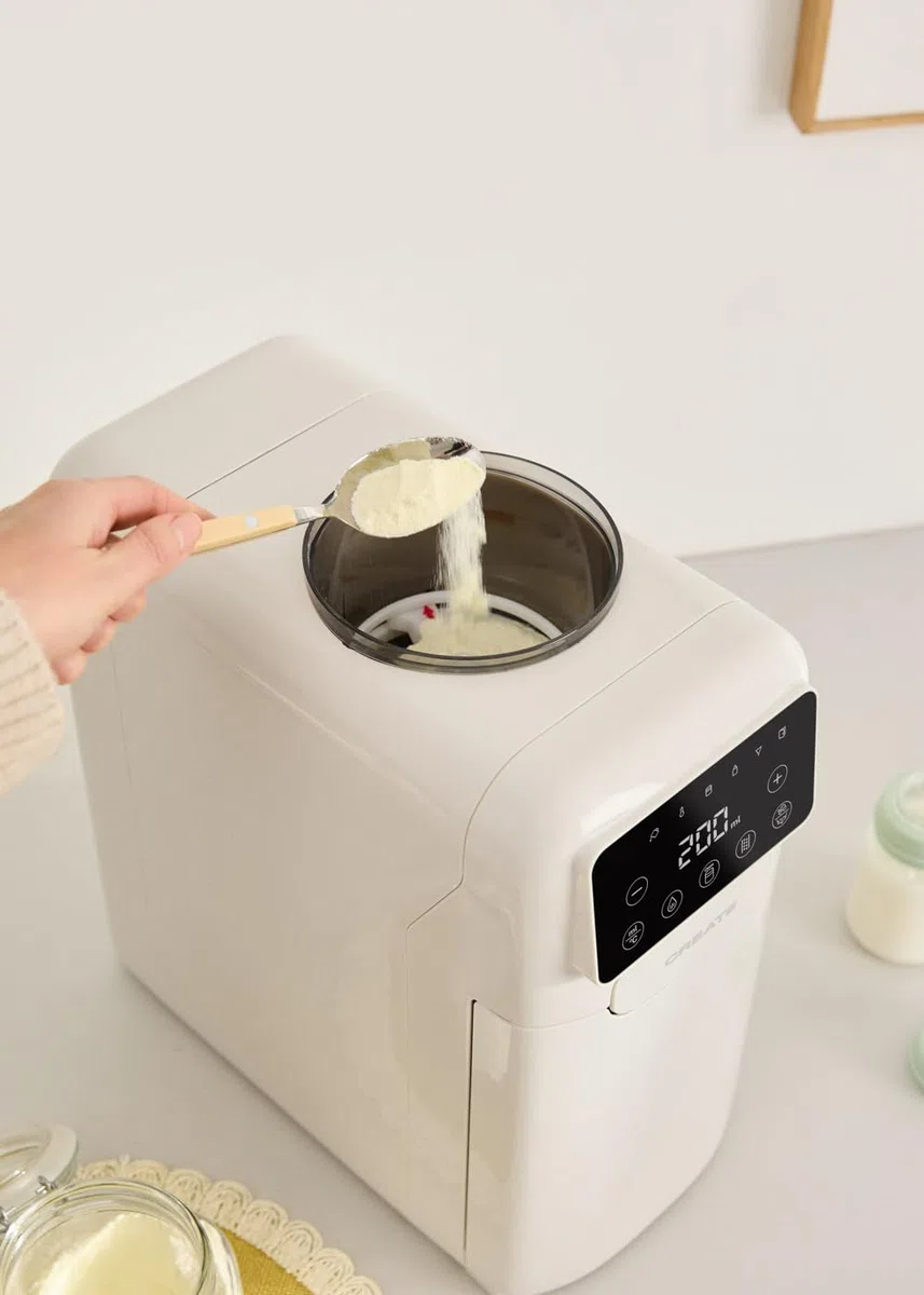 CREATE/BABY THERA MATIC/Preparador de biberones automático con dosificador de fórmula blanco roto/Temperatura y dosificación ajustables, diferentes alturas de biberón, autolimpieza, 1350W