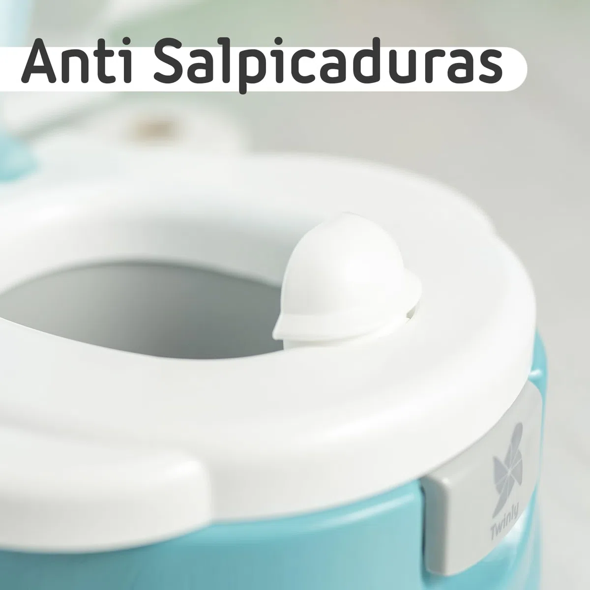 Twinly Foxy - Orinal Bebé 3 en 1 - Orinales Infantiles con Tapa - Inodoro WC Niños con Reductor de Váter Extraíble, Portarrollos y Vaso Interior de Fácil Limpieza (Azul)