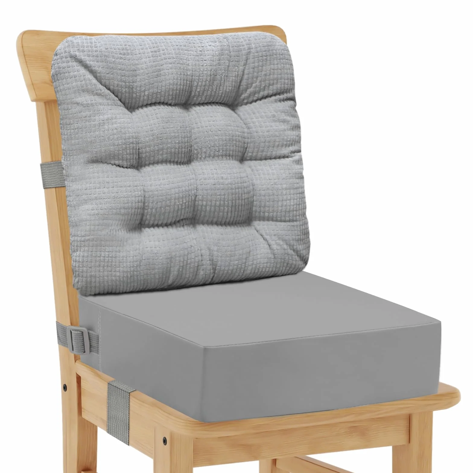 CAVWVTYU - Cojín de asiento de pana, 2 piezas de cojín grueso para asiento de silla de pana, cojín de respaldo de poliuretano impermeable, fácil de limpiar, asiento auxiliar con fondo antideslizante