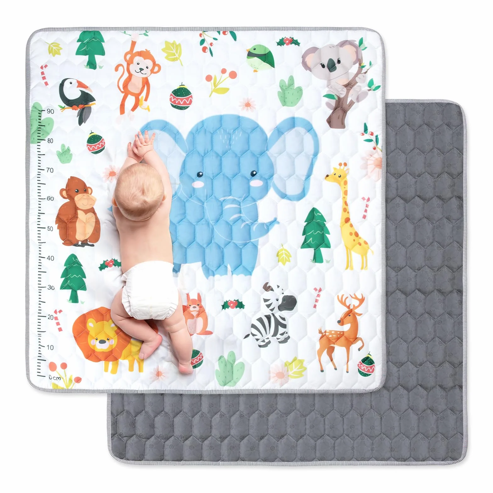 Alfombra Bebe Acolchada Plegable, Antideslizante Algodón Alfombras de Gateo, Mat Suelo para Bebe para Jugar en Casa, Tapete de Actividades Bebe para1 2 3 Años, Suave & Grues, Animales Patrón