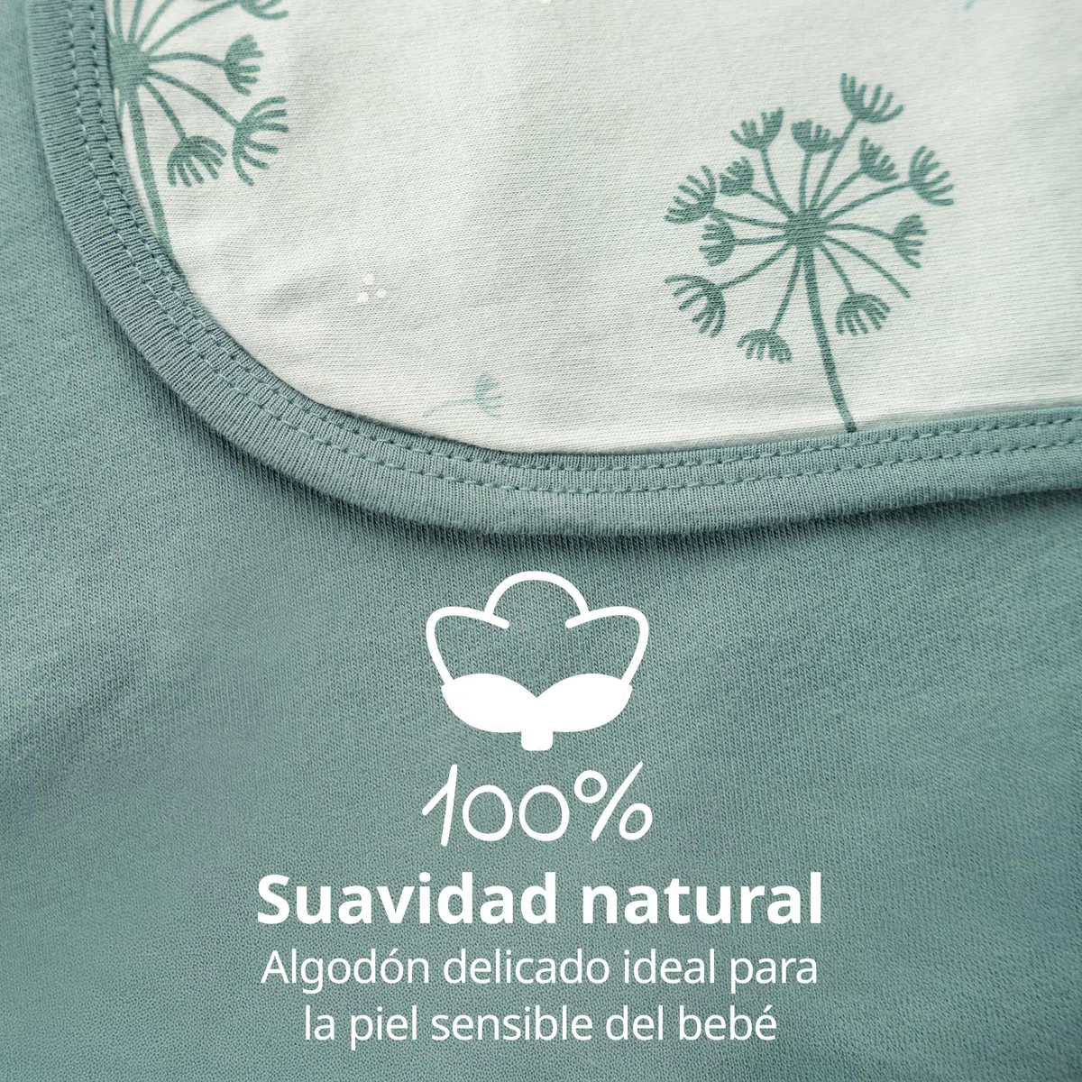 Zamboo Manta Envolvente Bebe para Entretiempo, Arrullo Bebe Recien Nacido para Portabebés, Toquilla de Algodón 100%, Certificado Oeko-Tex 100, 80x80 cm, Menta