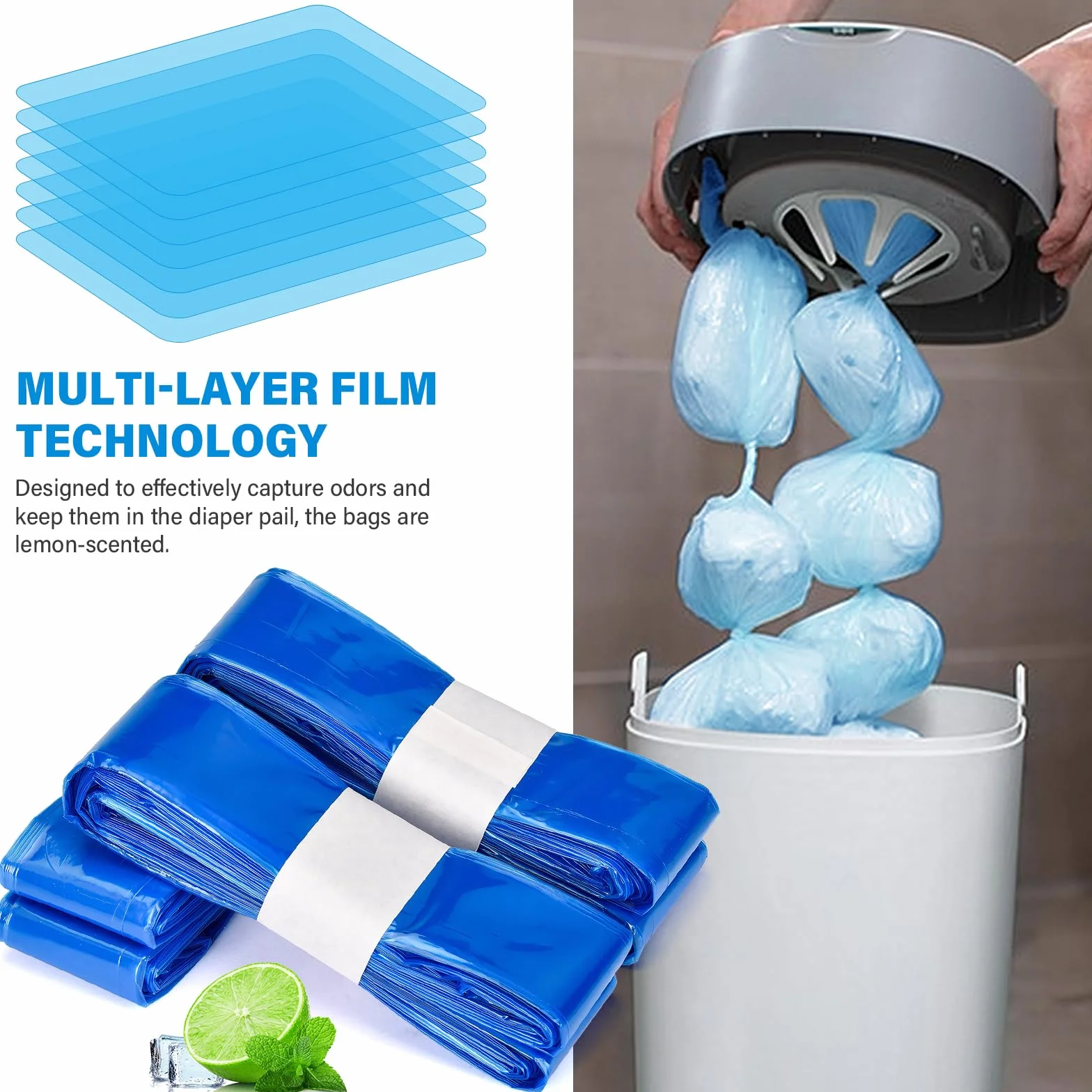 LitterLocker - Cartuchos de recambio para pañales (9 unidades, compatible con Tommee Tippee, Angelcare, cubo de pañales octogonal, LitterLocker)