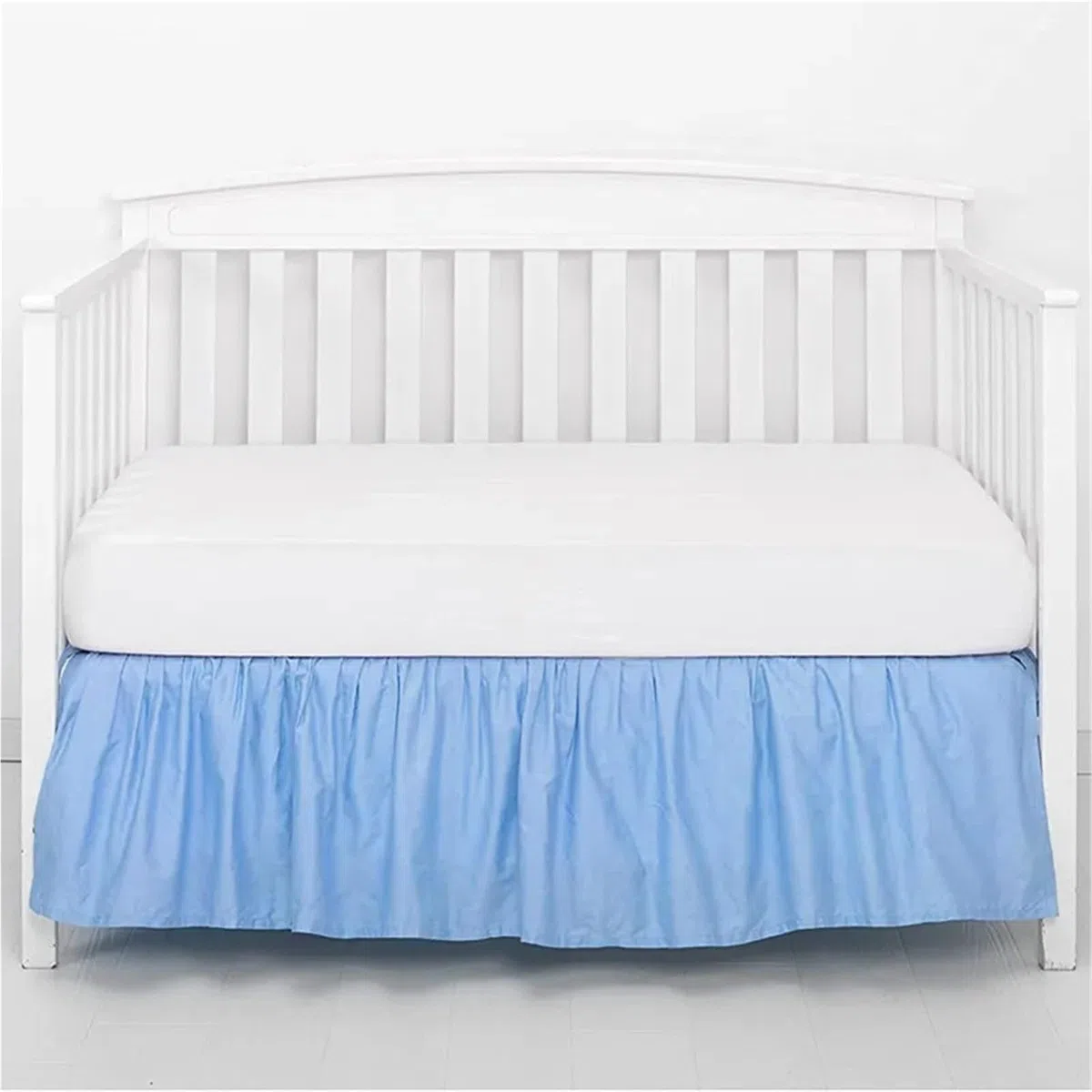 Falda para Cuna Falda de Cama for Cuna con sábanas Superiores Blancas, Volantes Plisados ​​en los 4 Lados for niños y niñas, Colcha for guardería(White,60x120x36cm)