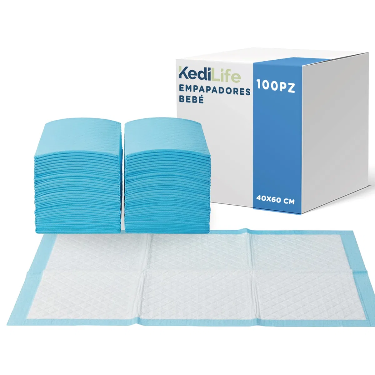 100 Paños para Cambiador Bebé 60x40 cm - Funda Cambiador Bebé Desechable, Absorbentes, Impermeables y Transpirables - 2 Paquetes de 50 Tiras Higiénicas para Bebés y Niños