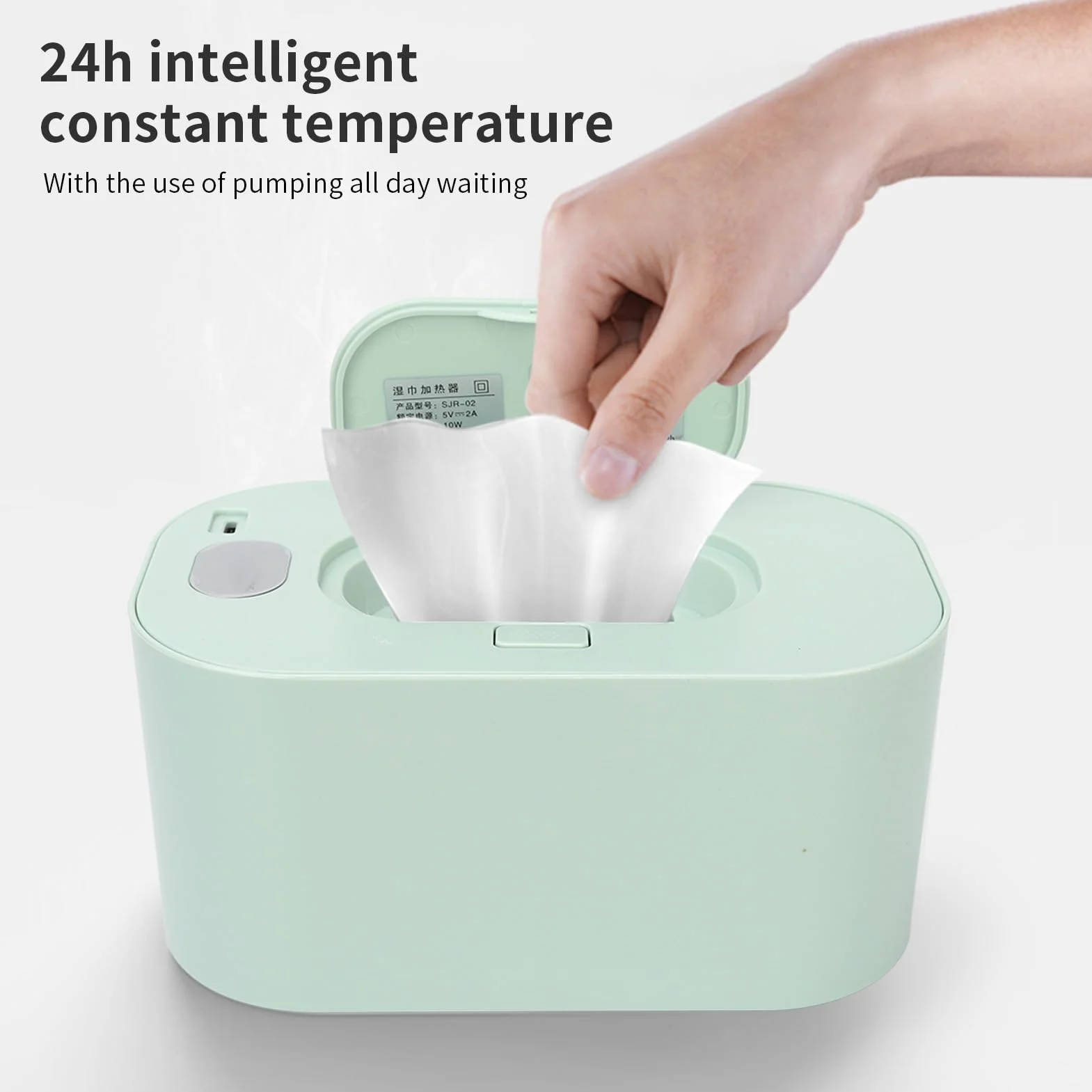 Calentador de toallitas húmedas para bebé,Calentador de pañales portátil de temperatura constante Calentador de toallitas húmedas para bebé Dispensador de toallitas húmedas Newborn Essentials(Verde)
