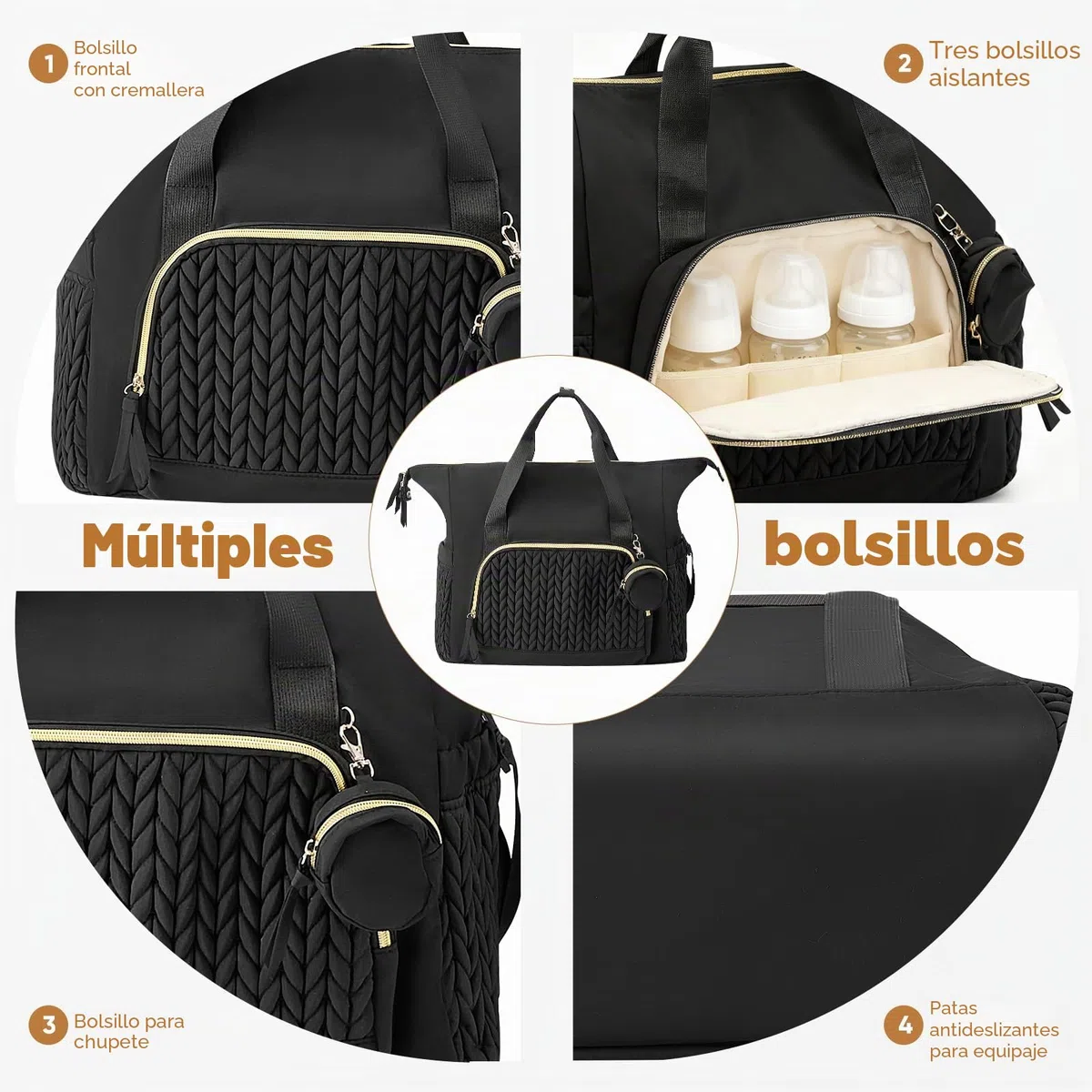 Bolso de envoltorio con bolsillo de biberon y envoltorio, mochila multifuncional para bebé, bolsa de pañales con bolsa aislante, bolsa de pañales multifunción para padres