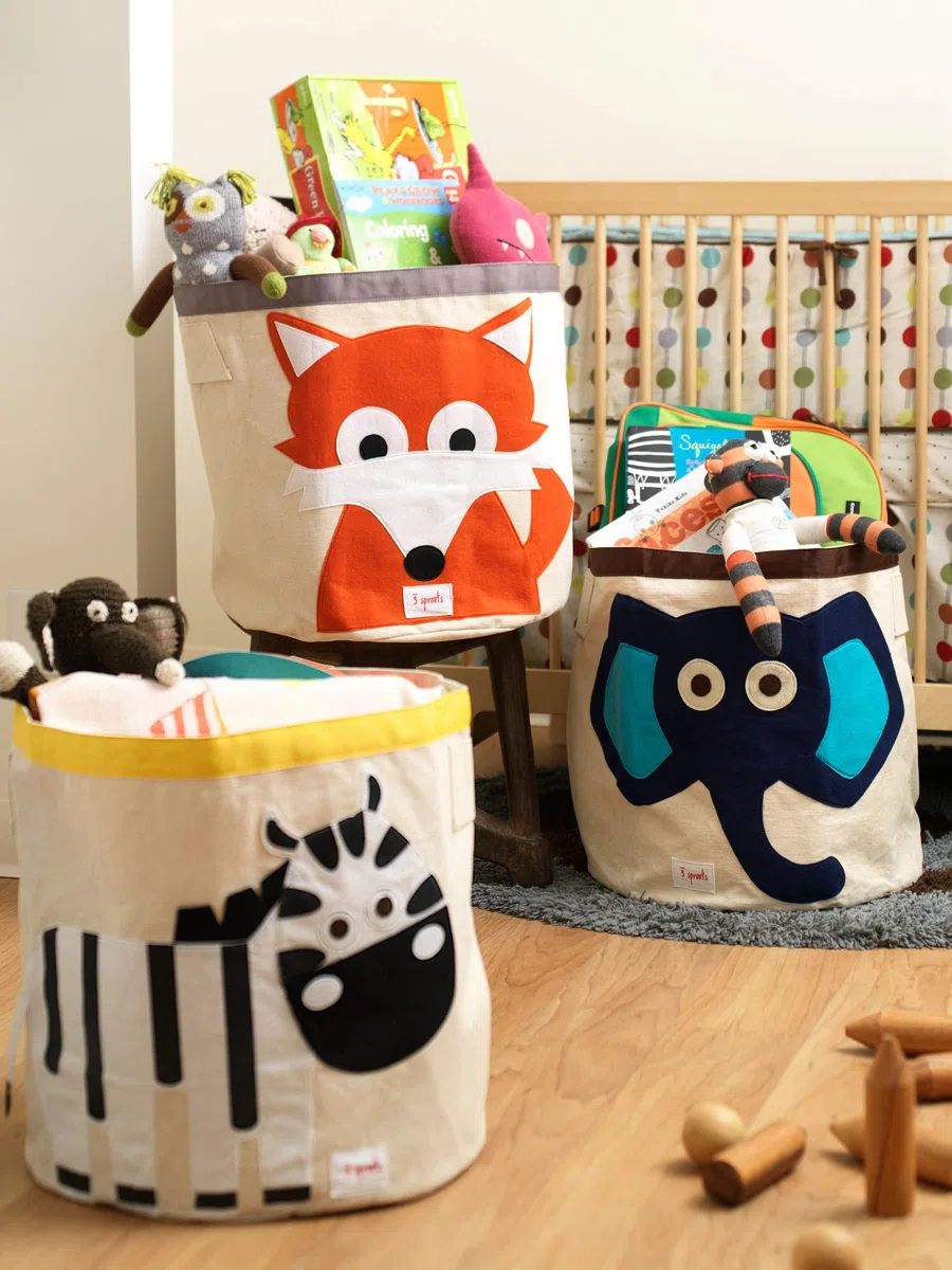 3 Sprouts Cesto Juguetes - Ideal como Cesto Ropa Sucia Bebe - Cesta para Juguetes Infantil - Cesto Ropa Sucia Infantil - Diseño Divertido y Práctico - Organización y Almacenamiento - Zorro