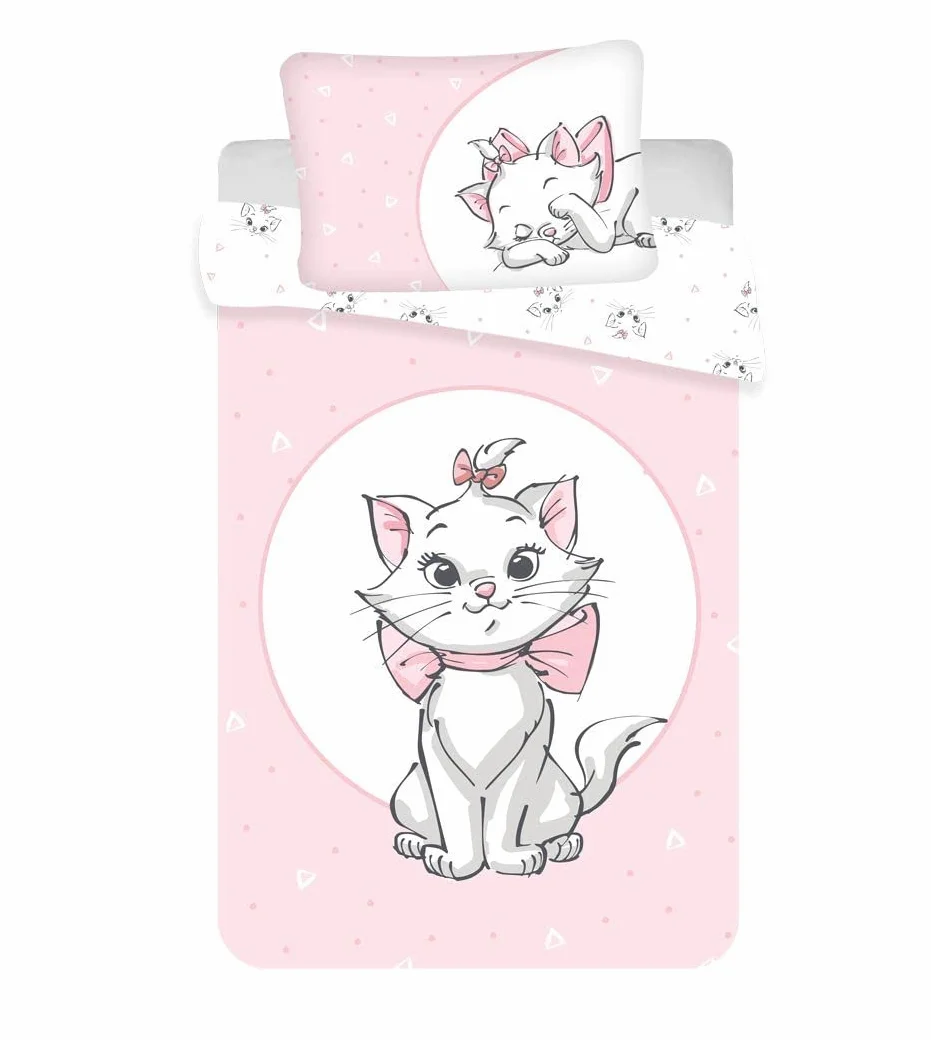 JFabrics Disney Aristogats - Juego de edredón y almohada para cuna de bebé, color rosa claro, juego de ropa de cama para niñas pequeñas, con increíble gato Marie