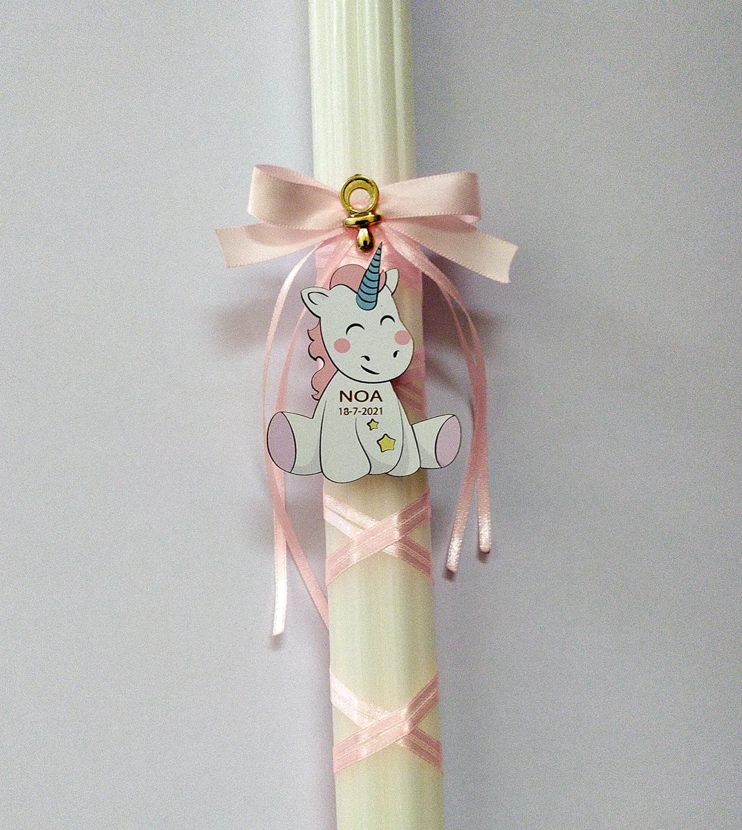 Vela de bautizo niña PERSONALIZADA con NOMBRE y FECHA