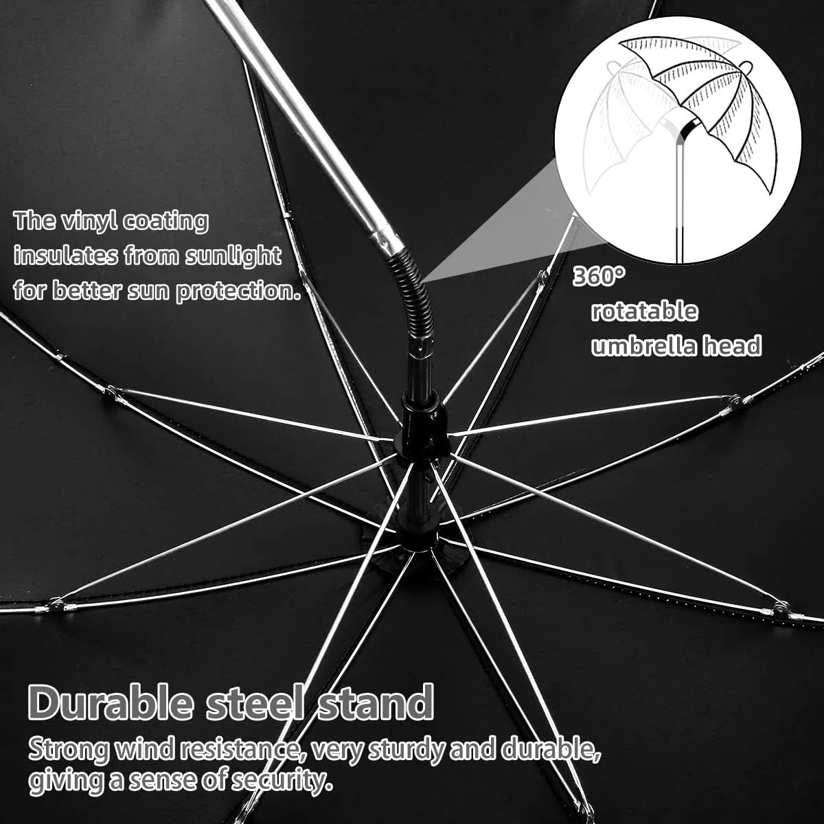 Sombrilla Carrito Bebé, Sombrilla para Cochecito de Bebé Universal Anti UV con Abrazadera Ajustable, Parasol Carro Bebe para Cochecito, Gris