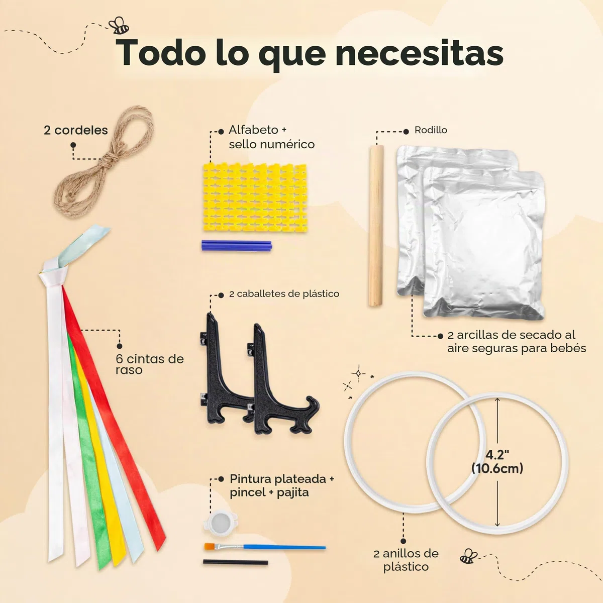 Set De Recuerdo De Adorno Para Bebé - Adorno Con Estampado De Bebé Para Recién - Set Arte Para Guardería De Bebé (Silver Paint)