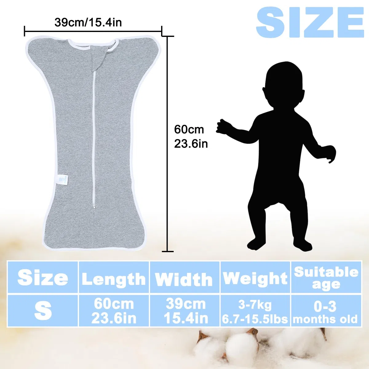 Mantas Envolventes para bebé, Saco de Dormir Bebe-s Recién Nacido, Baby Swaddle Wrap Manta Envolvente Ajustable, para Bebé 0-3 Meses